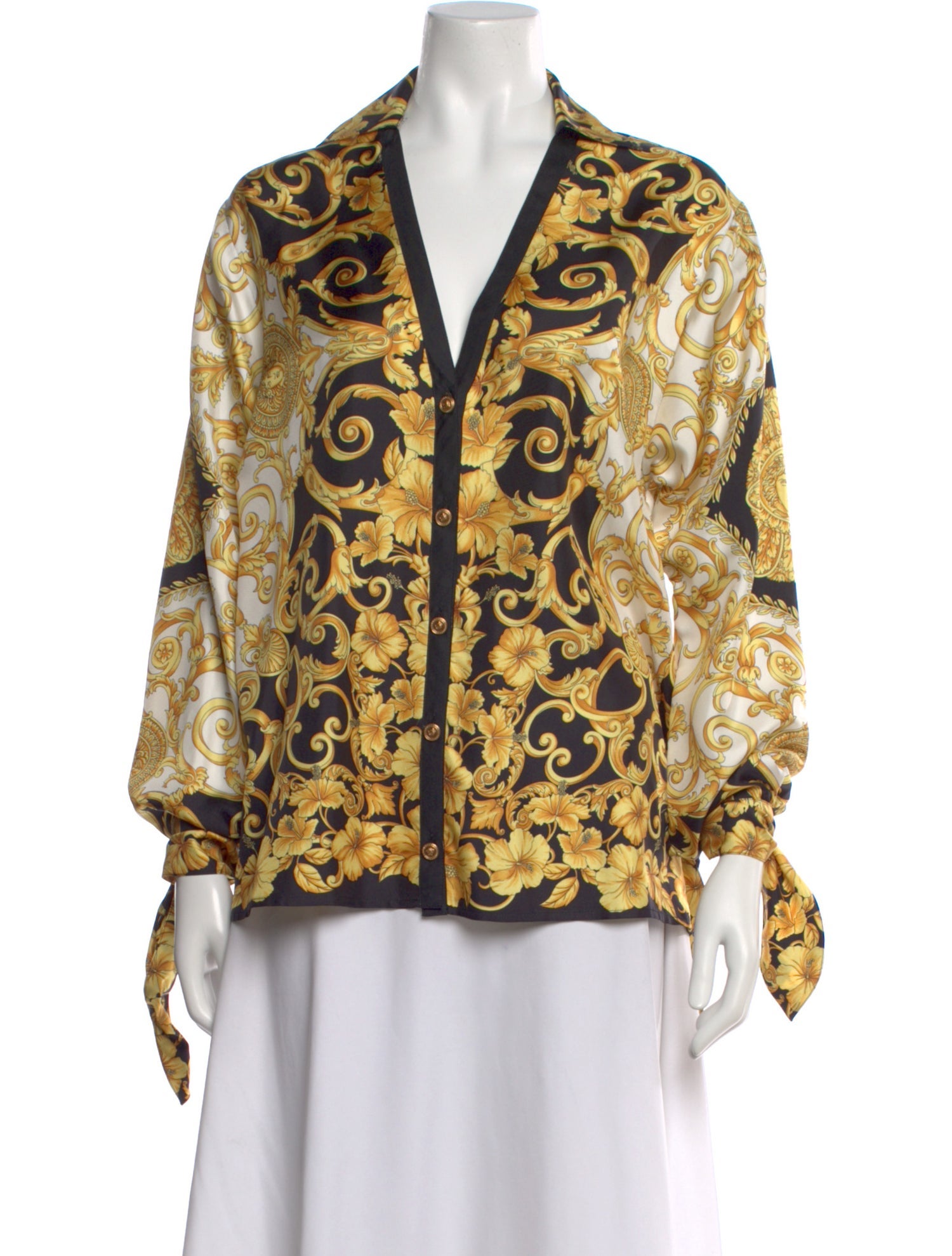 Versace Silk Floral Print Blouse