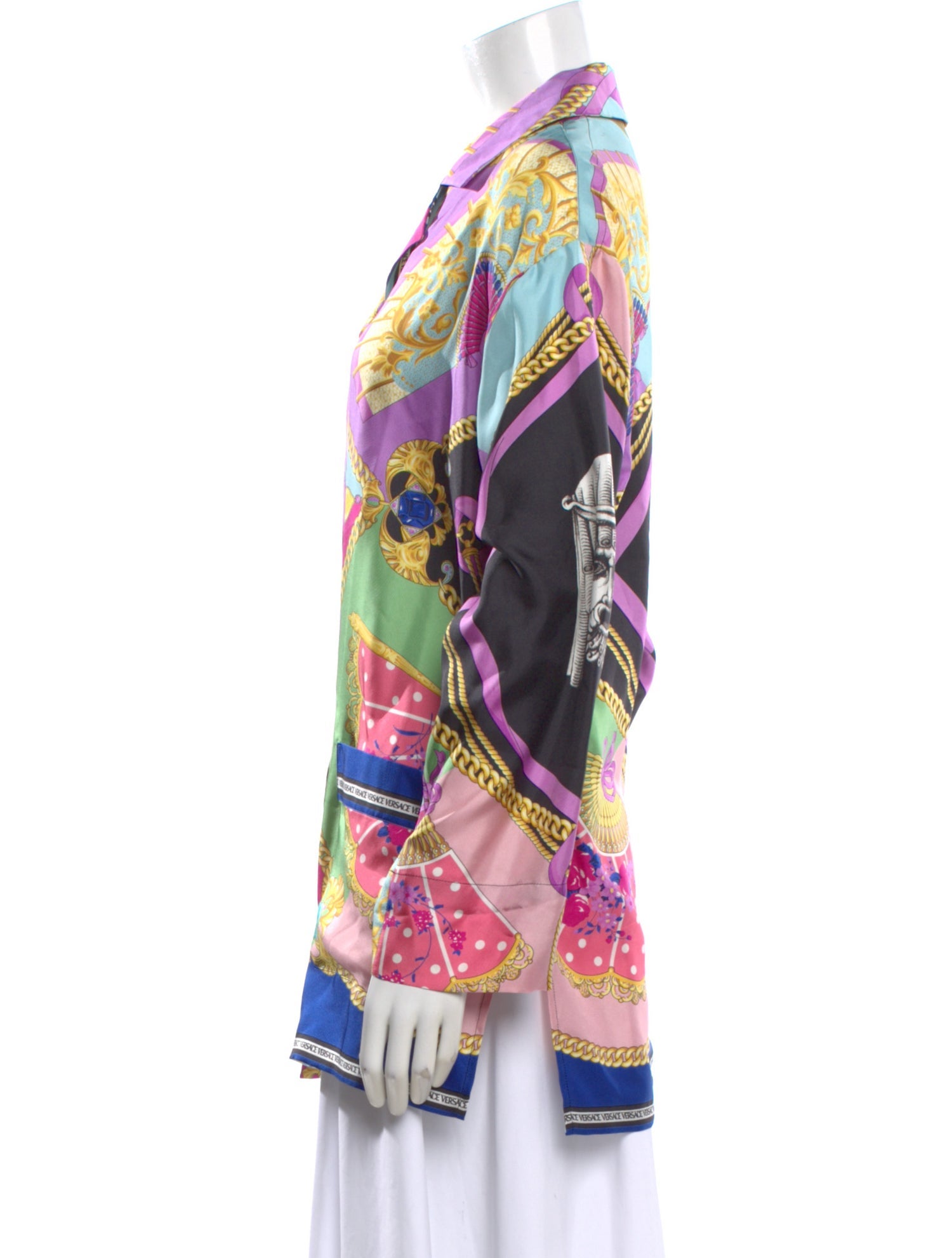 Versace Silk Printed Button-Up Top