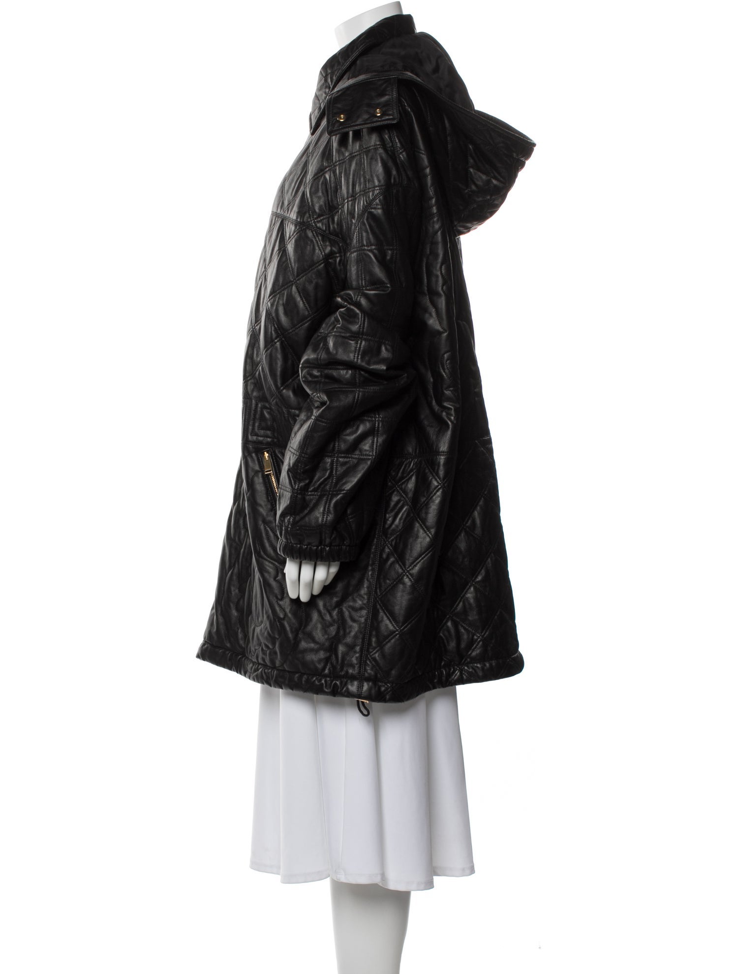 Versace Leather Faux Fur Coat - Black Coats, Clothing - VES219632 