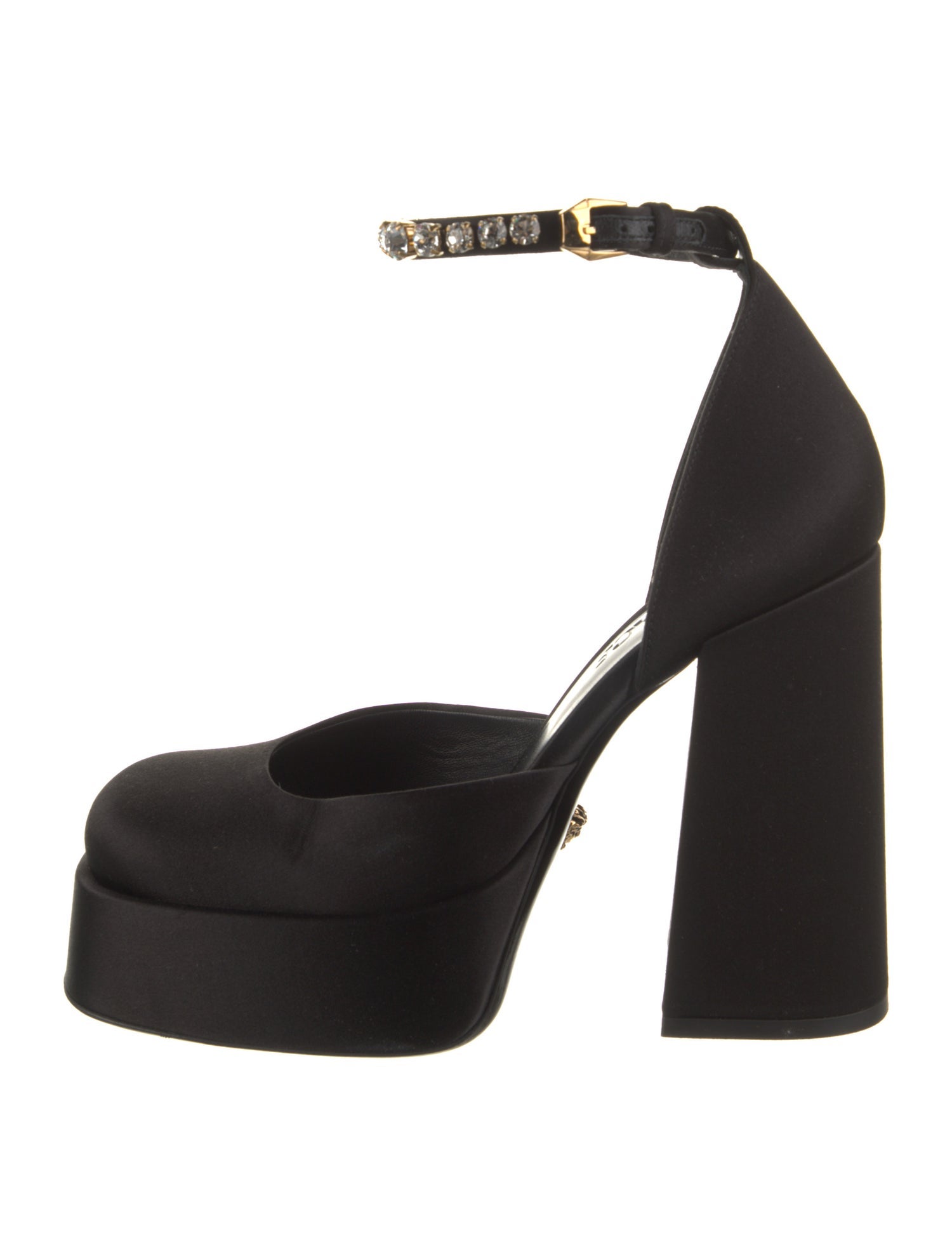 Versace Satin Crystal Embellishments D'Orsay Pumps