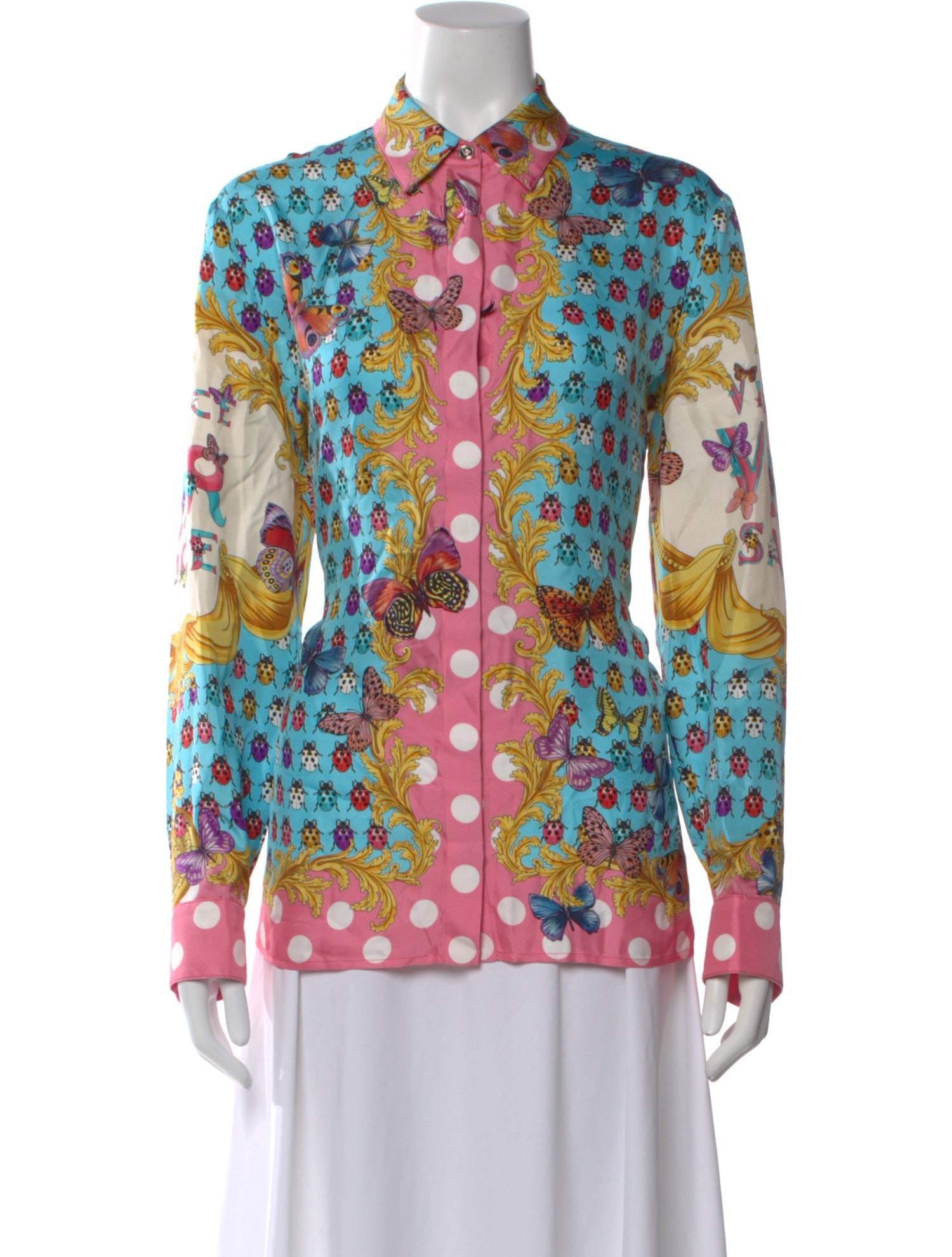 Versace Silk Floral Print Blouse w/ Tags