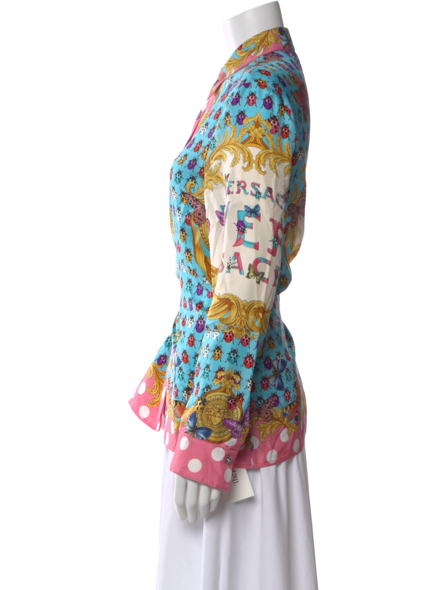 Versace Silk Floral Print Blouse w/ Tags