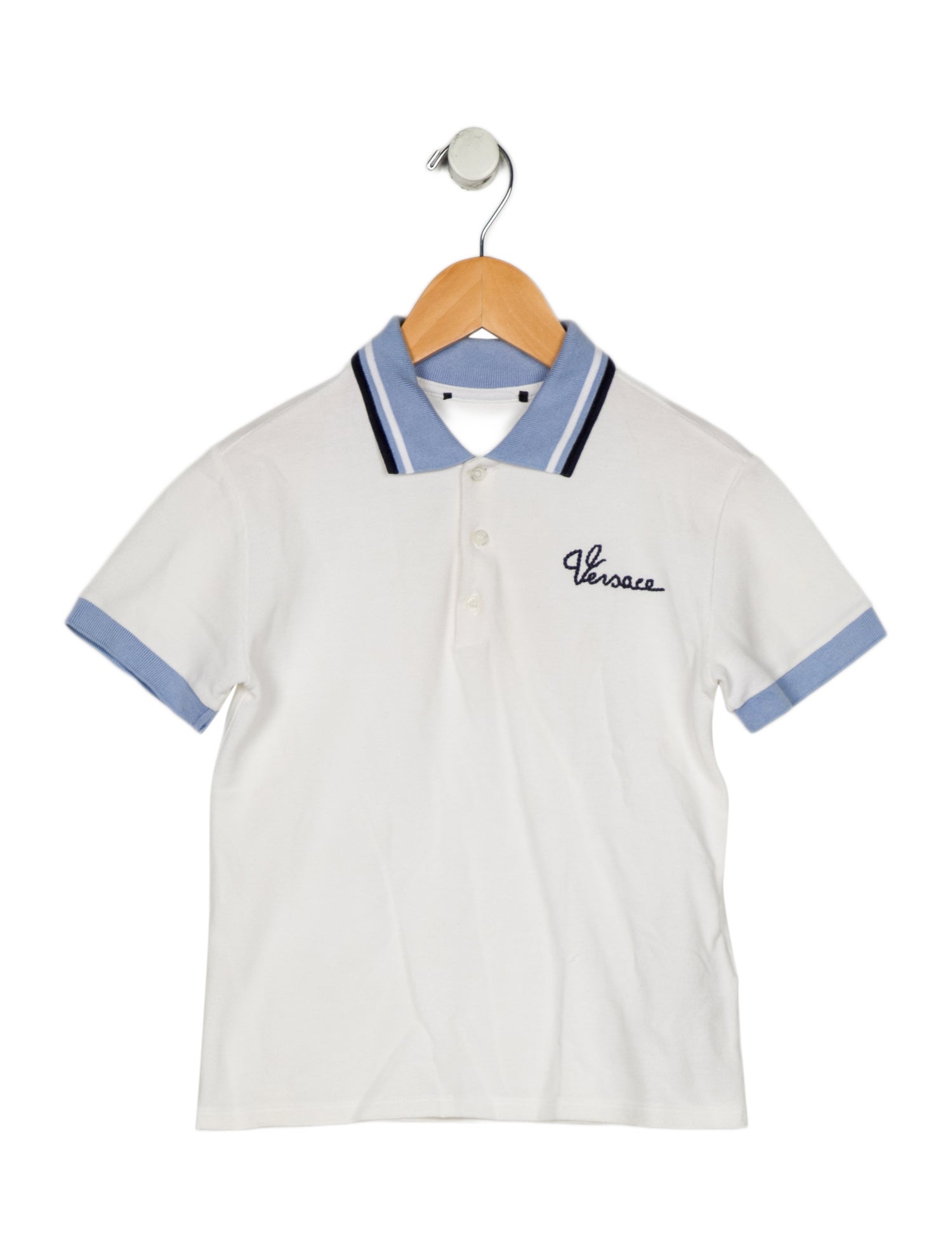 Versace Boys Button Closure Pattern Printed Polo Shirt