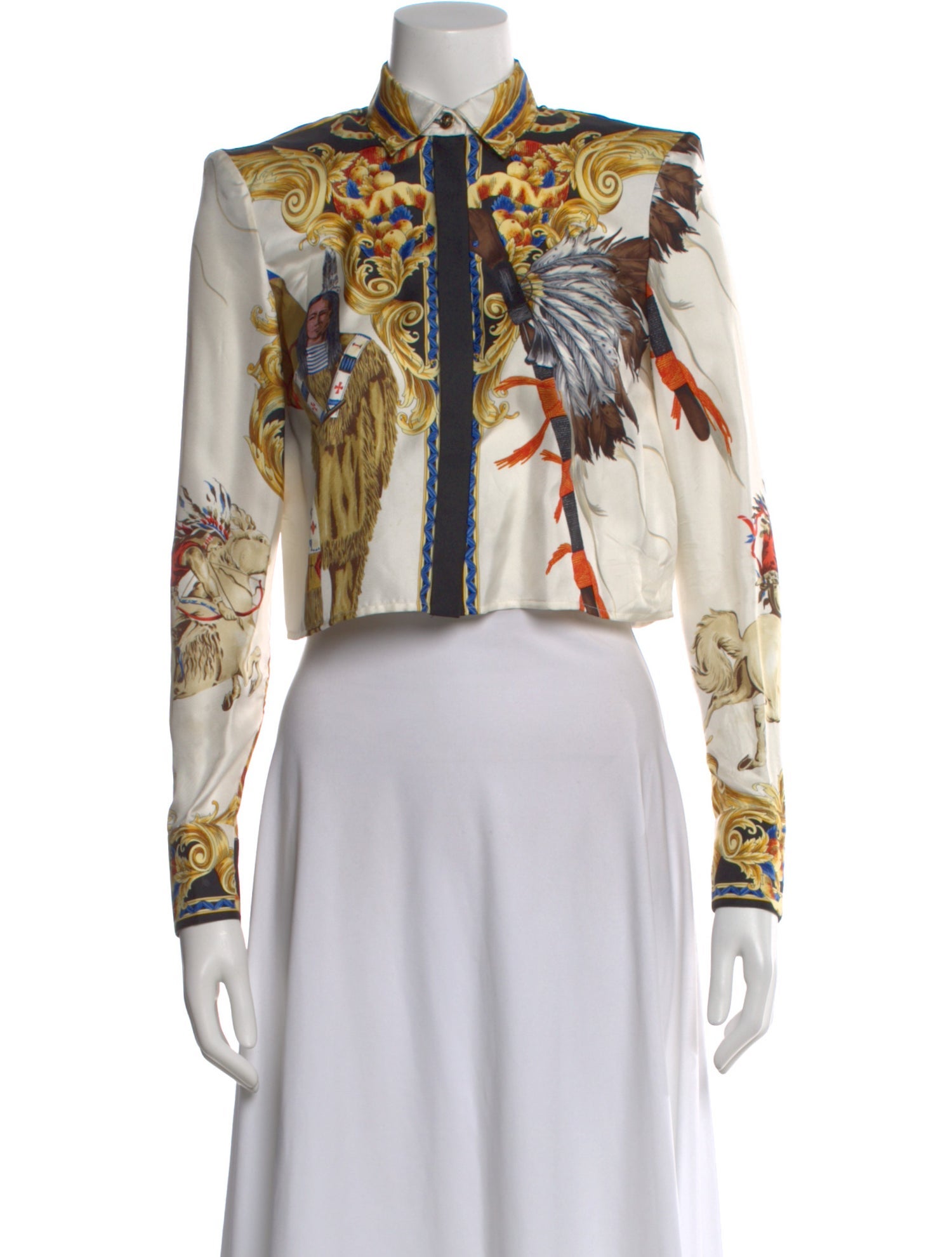 Versace Silk Printed Crop Top