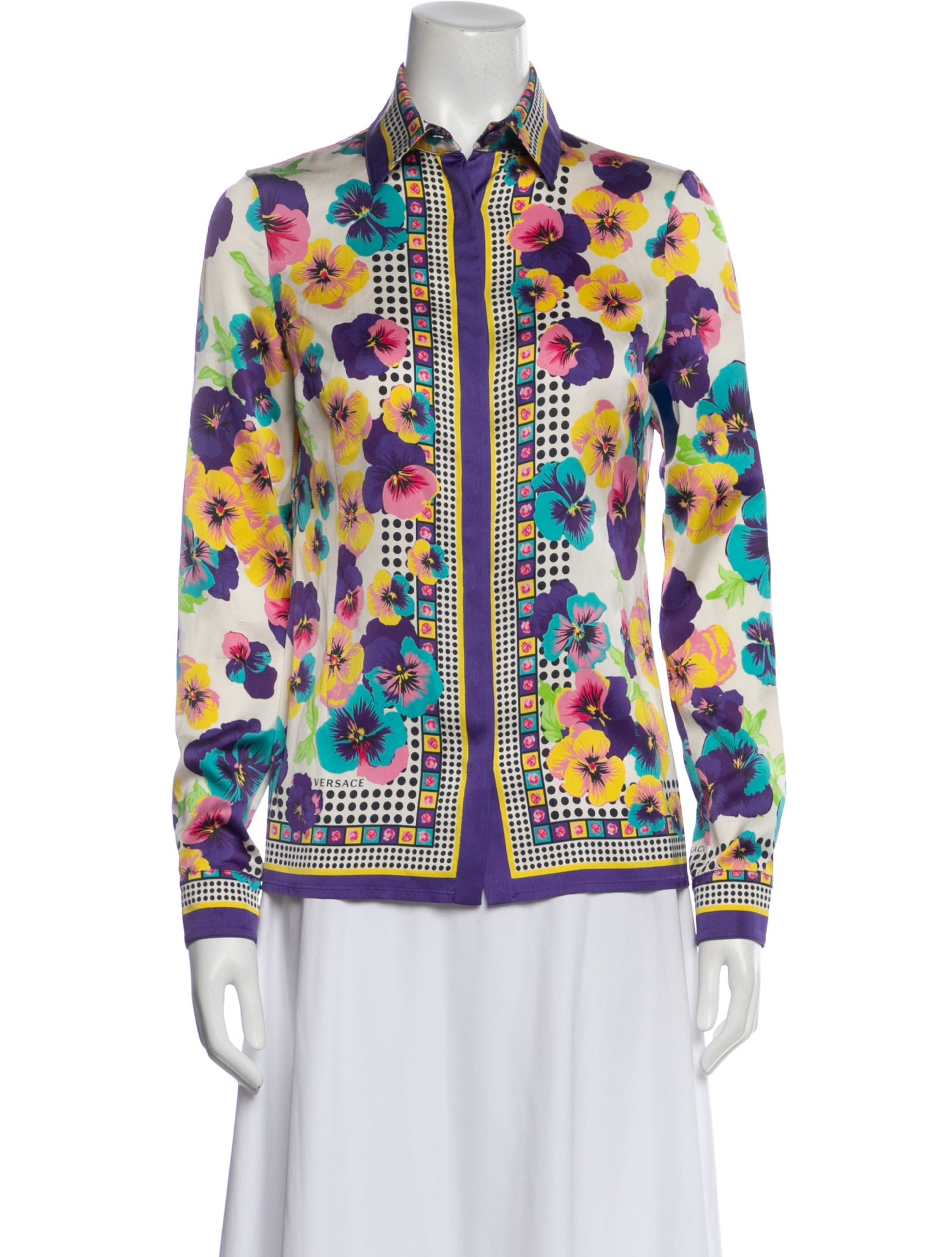 Silk Floral Print Top