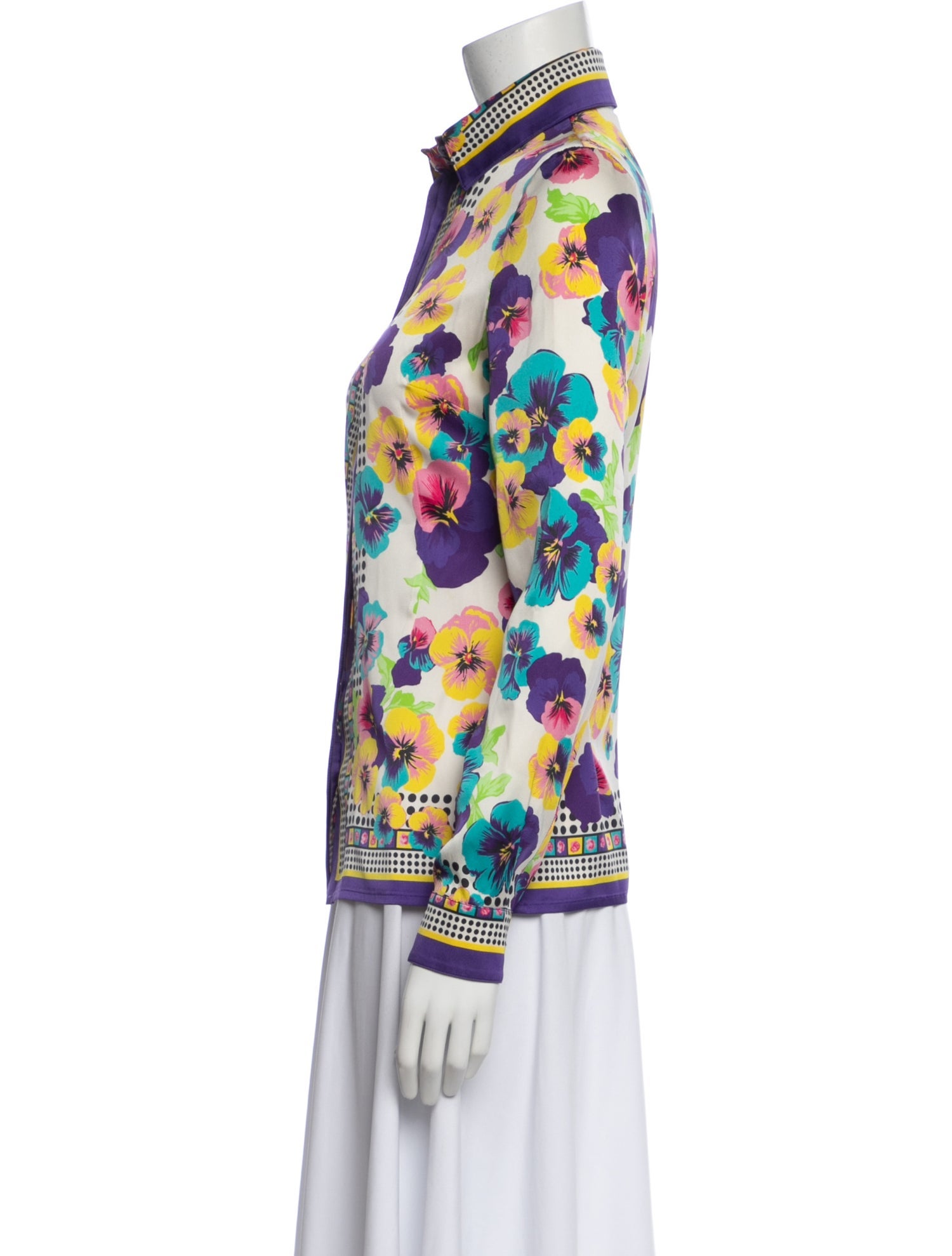 Versace Silk Floral Print Top