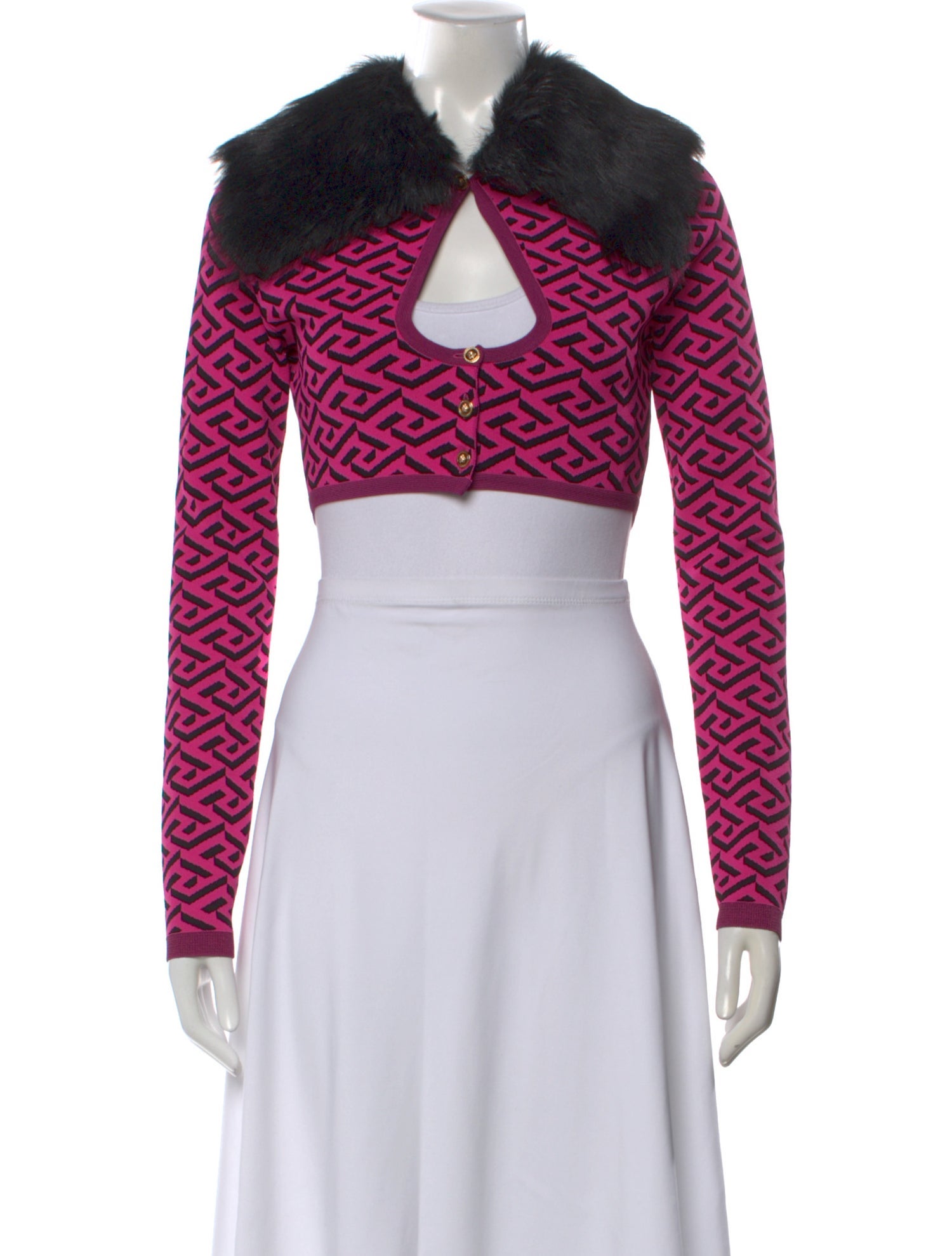 Versace Patterned V-Neck Crop Top