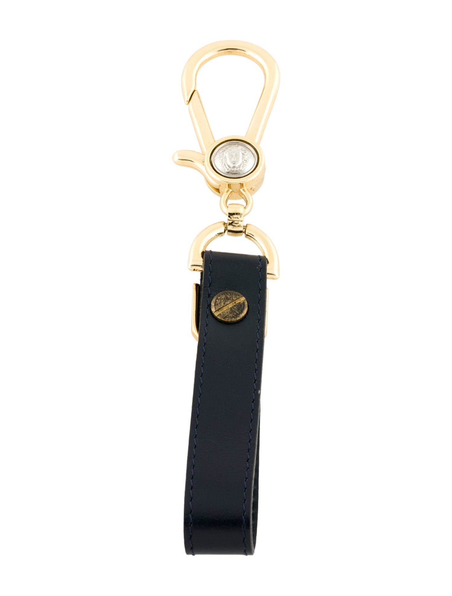 Versace Leather Two-Tone Keychain