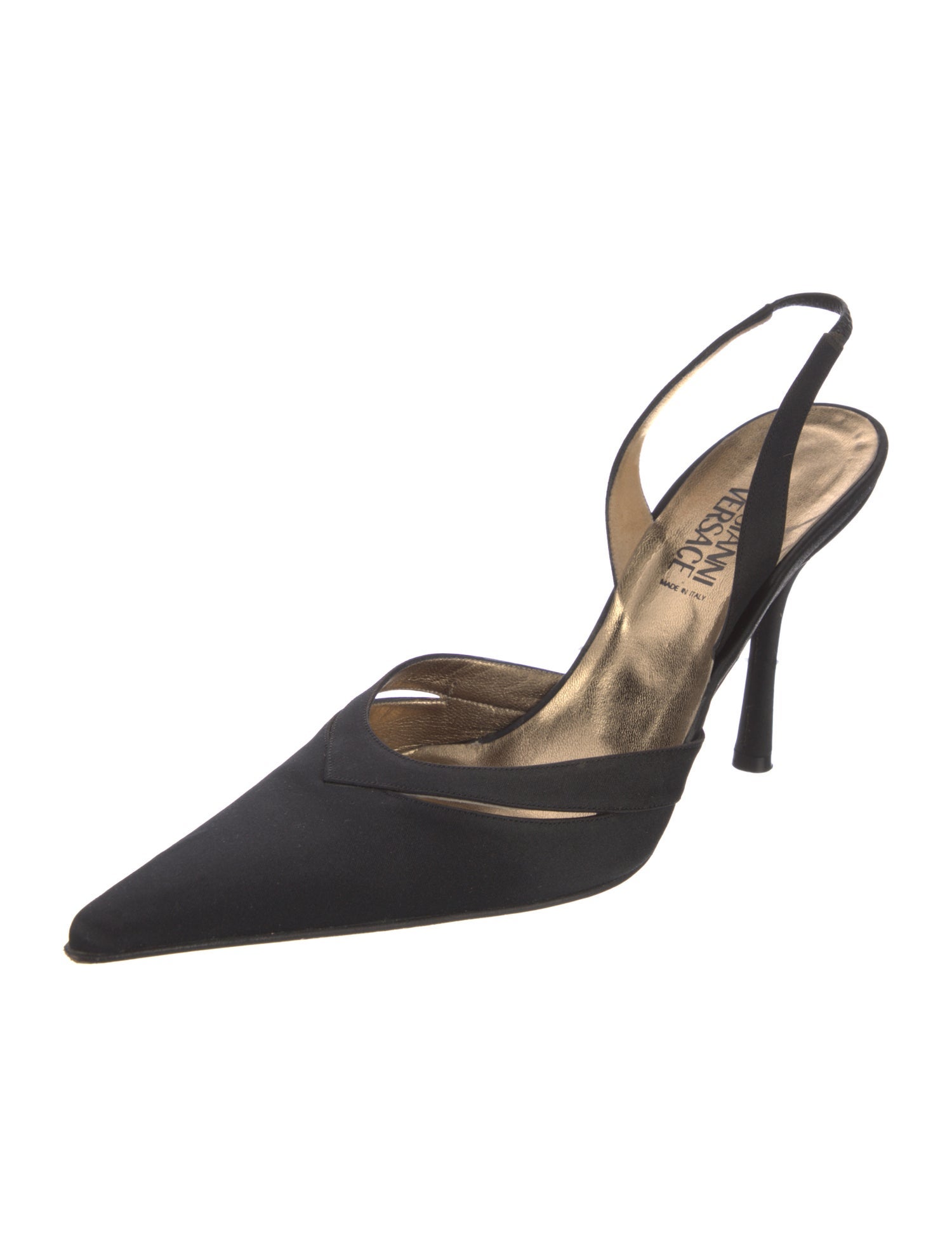 Gianni Versace Cutout Accent Slingback Pumps