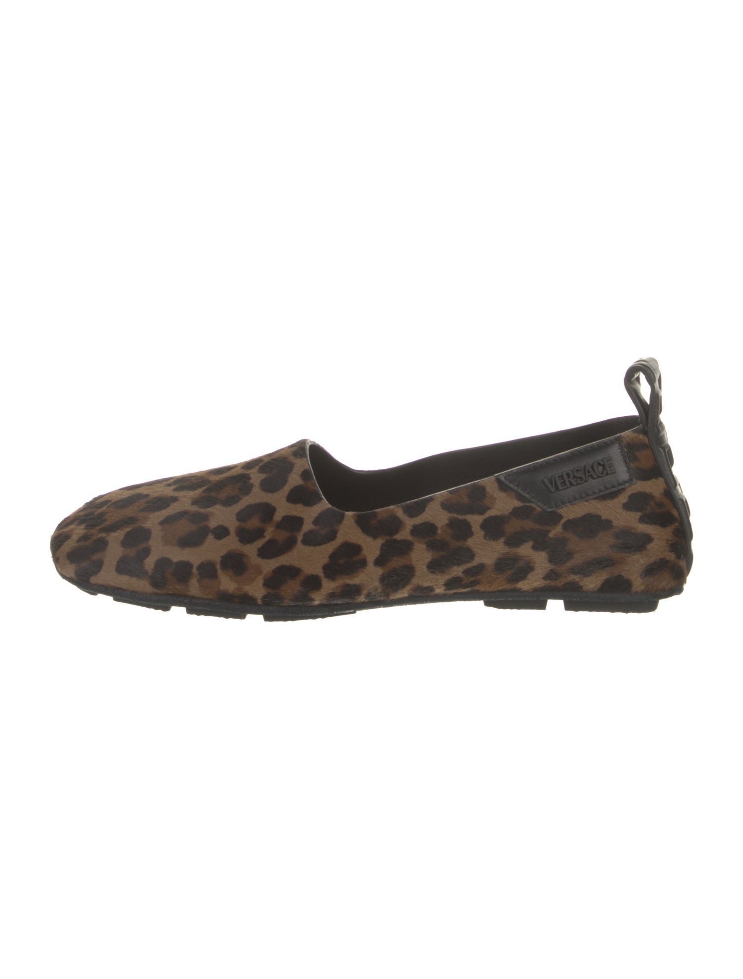Versace Calf Hair Printed Ballet Flats