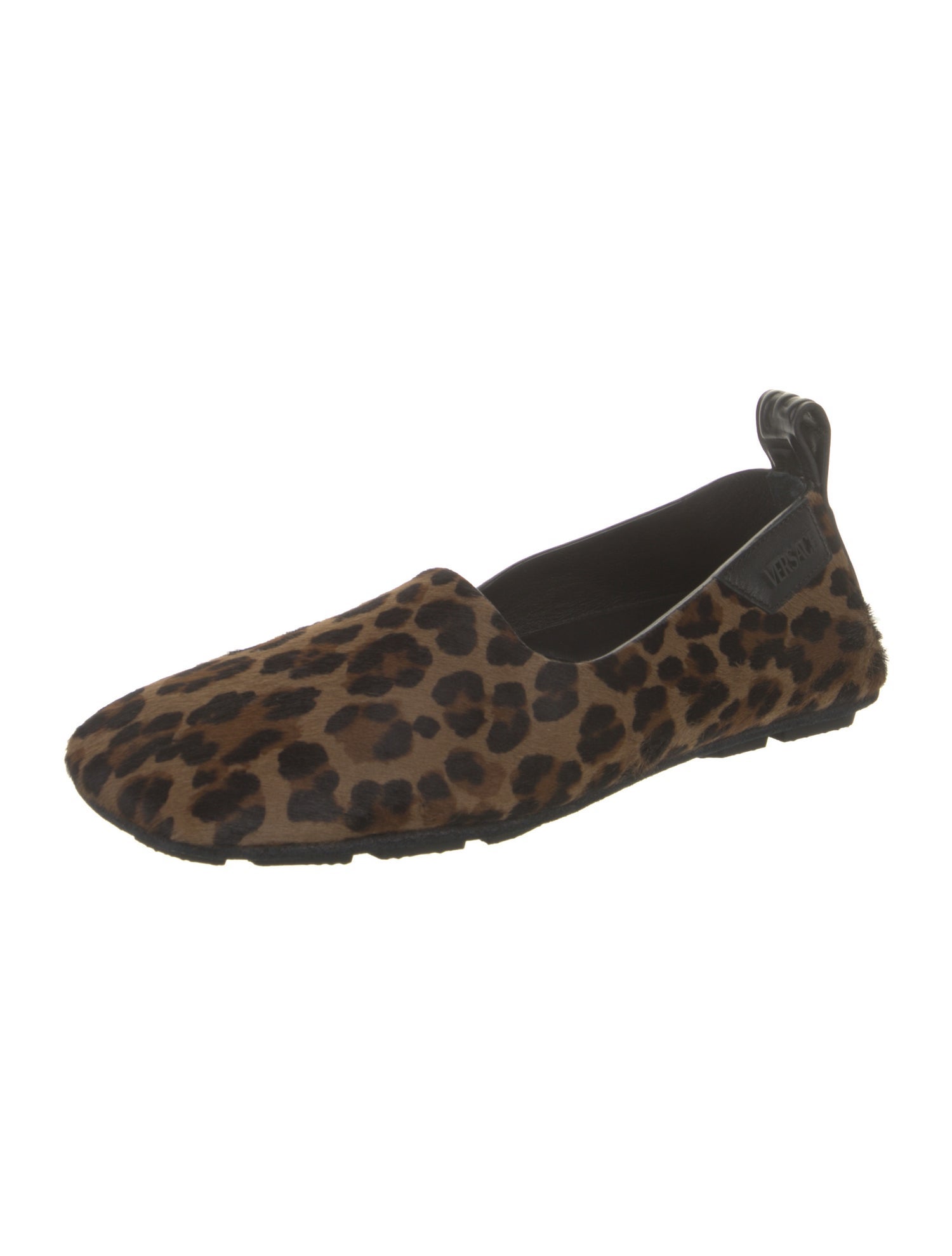 Versace Calf Hair Printed Ballet Flats