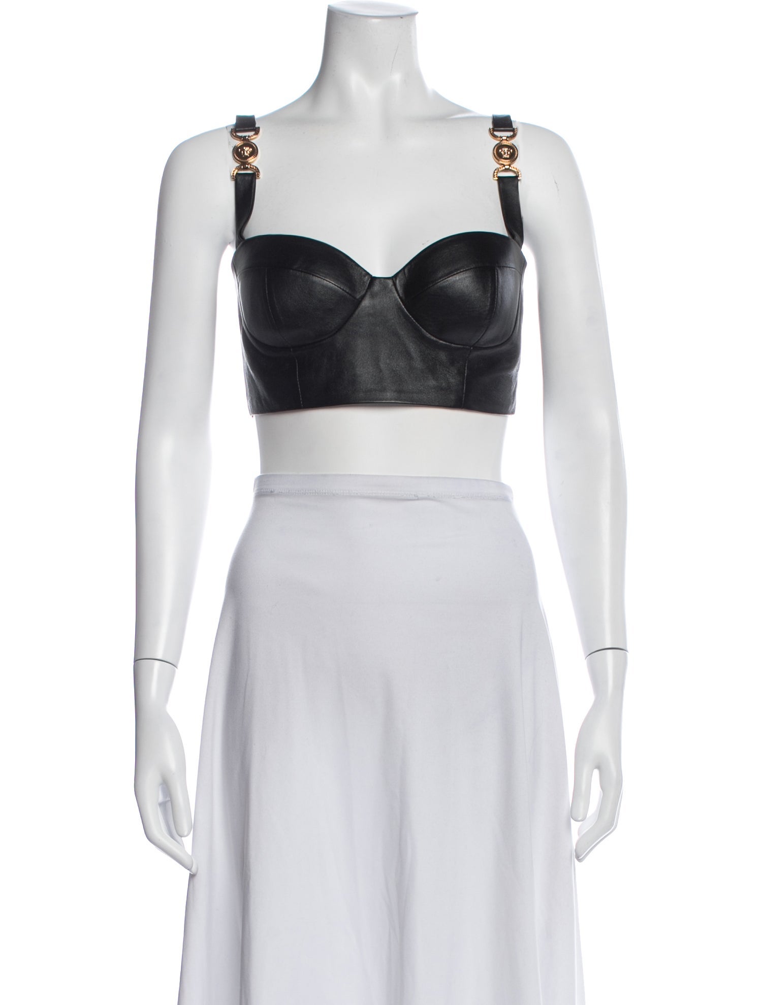Versace Lamb Leather V-Neck Sports Bra