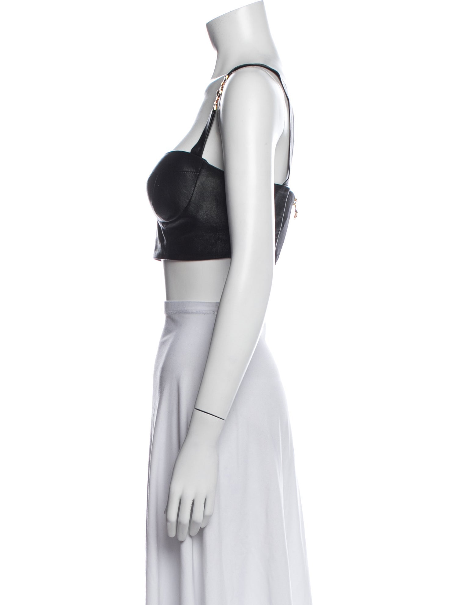 Versace Lamb Leather V-Neck Sports Bra