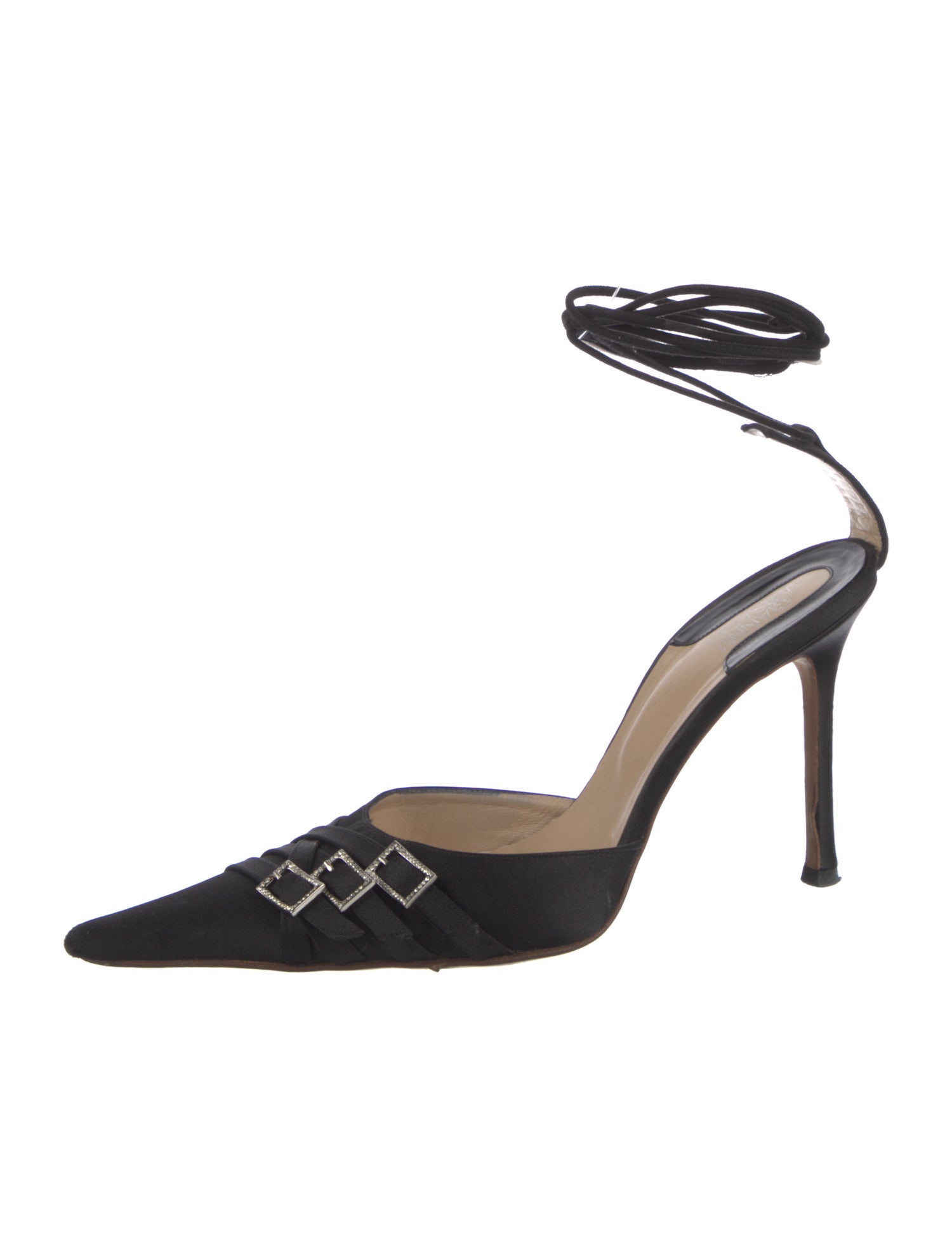 Gianni Versace Satin Crystal Embellishments Pumps