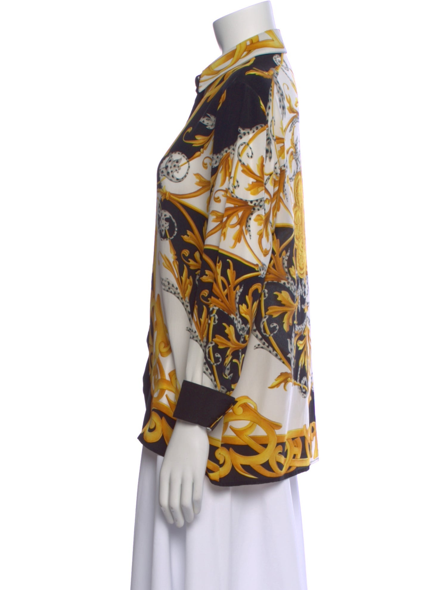 Versace Silk Printed Button-Up Top