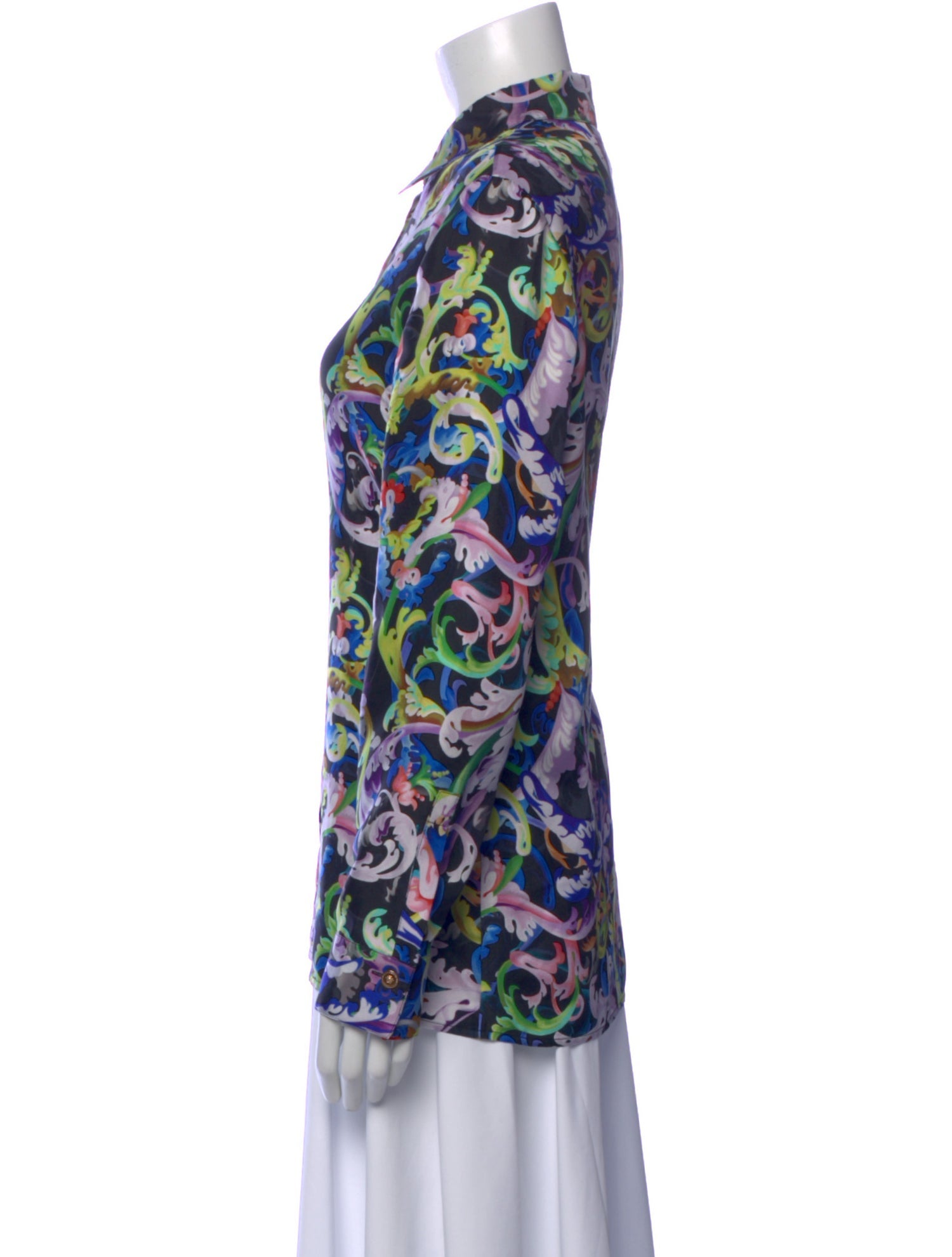 Versace Silk Printed Button-Up Top