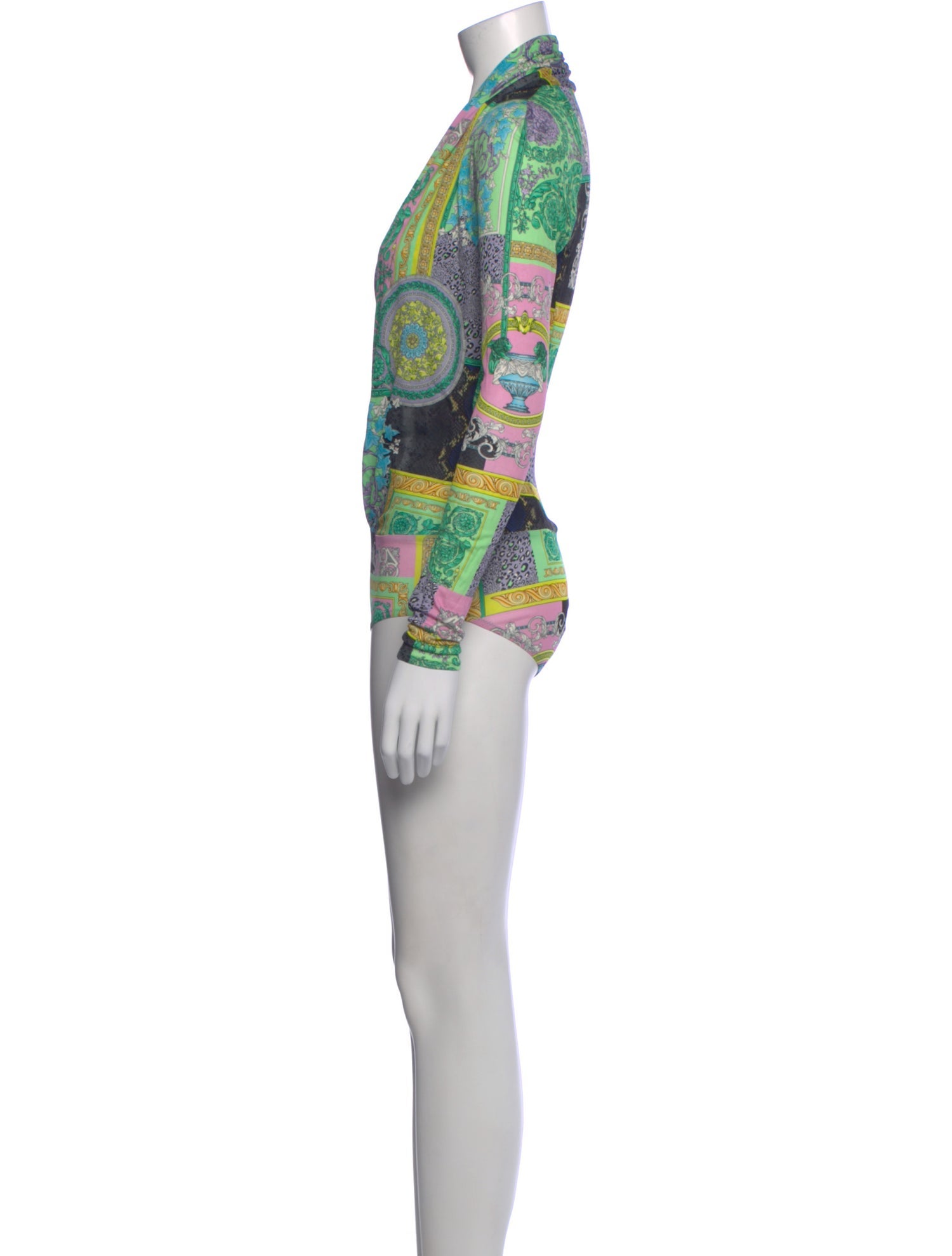 Versace Printed V-Neck Bodysuit
