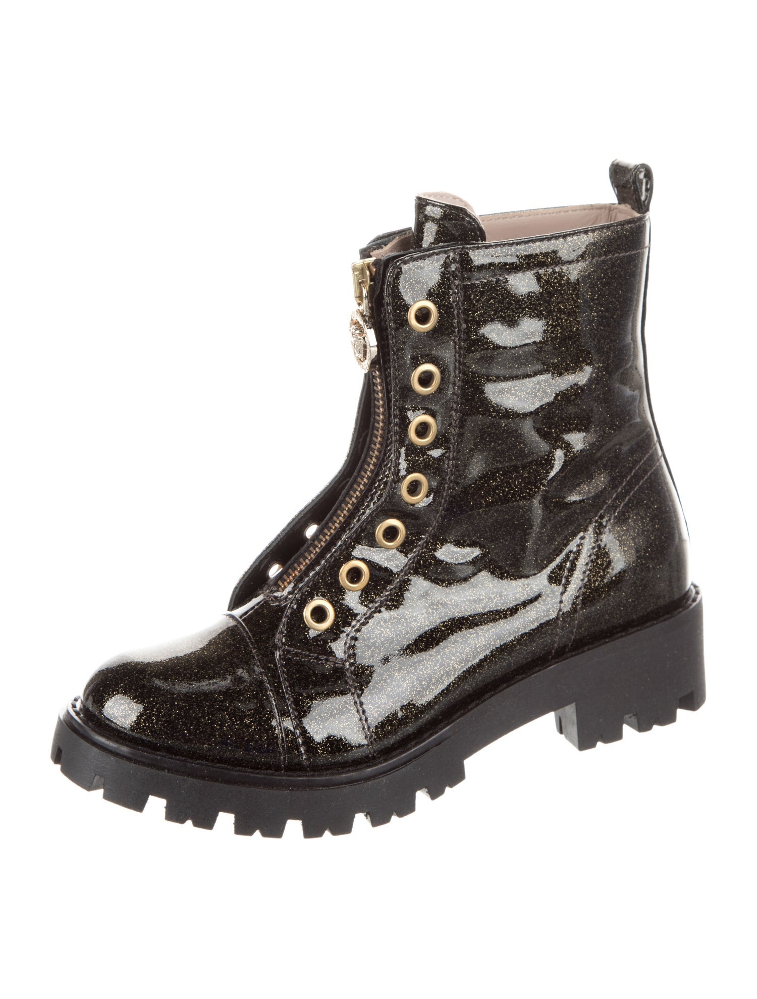 Versace Glitter Accent Ankle Boots