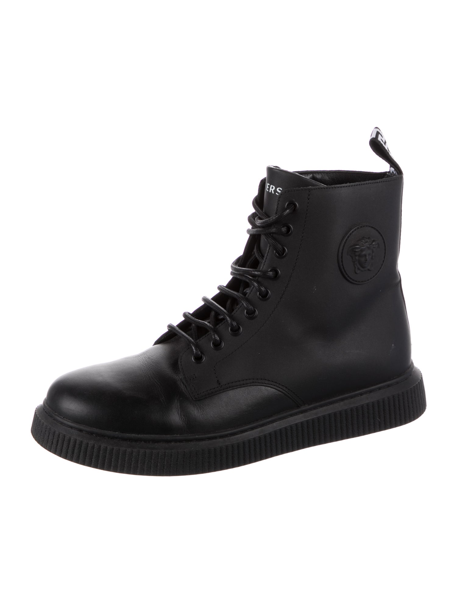Versace Medusa Insignia Leather Hiking Boots