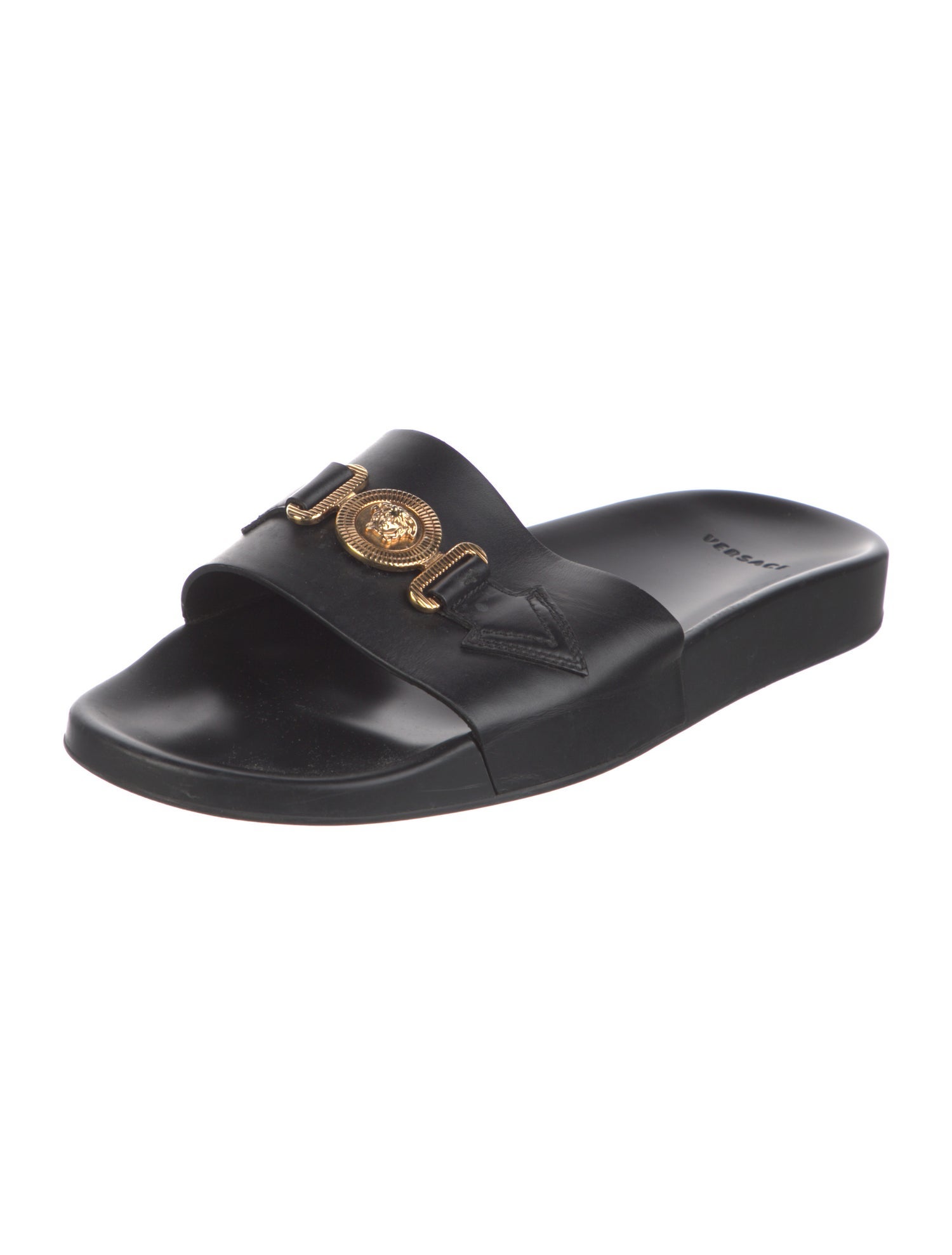 Versace Medusa Insignia Leather Slides