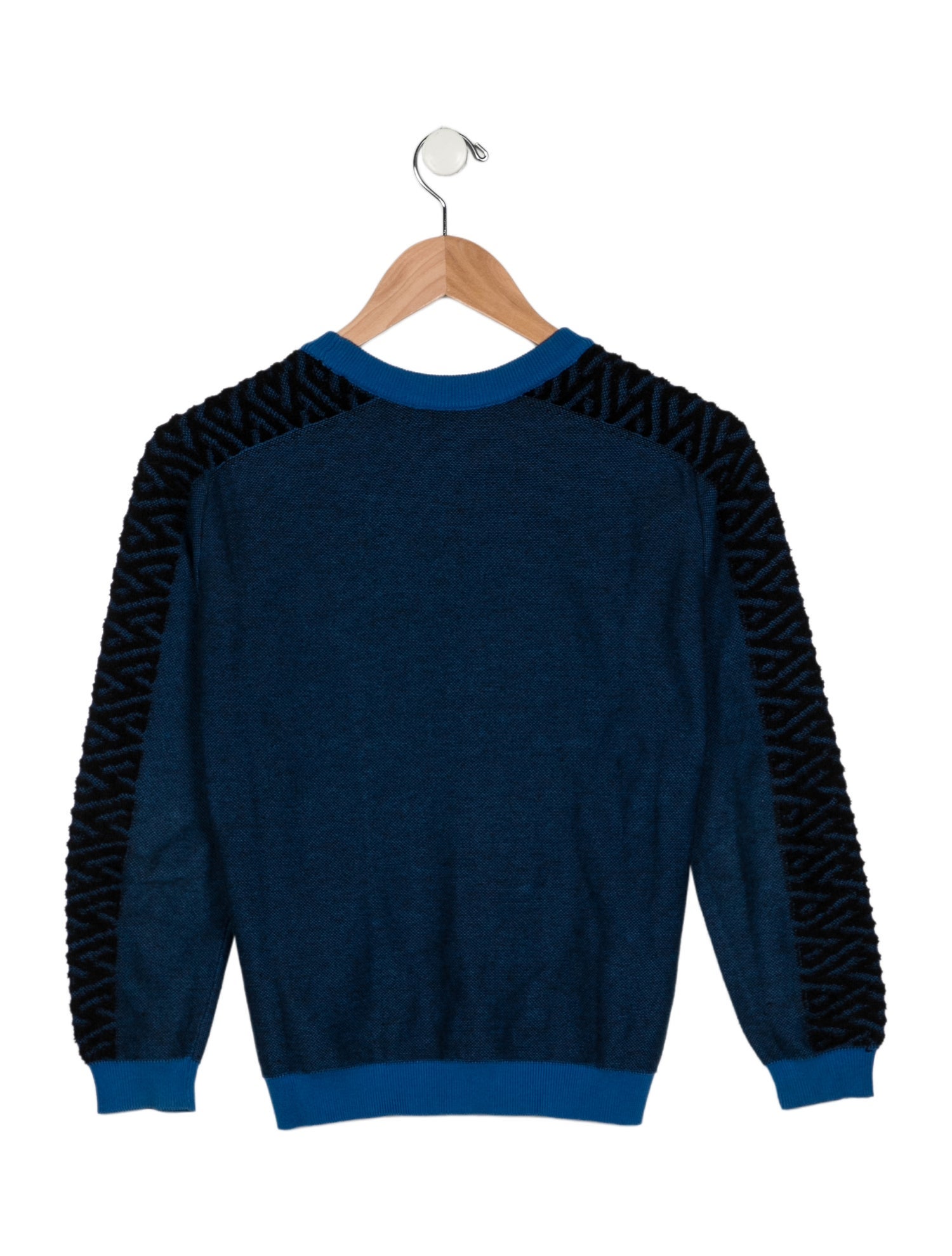 Versace Cotton blue and black patterned casual sweater