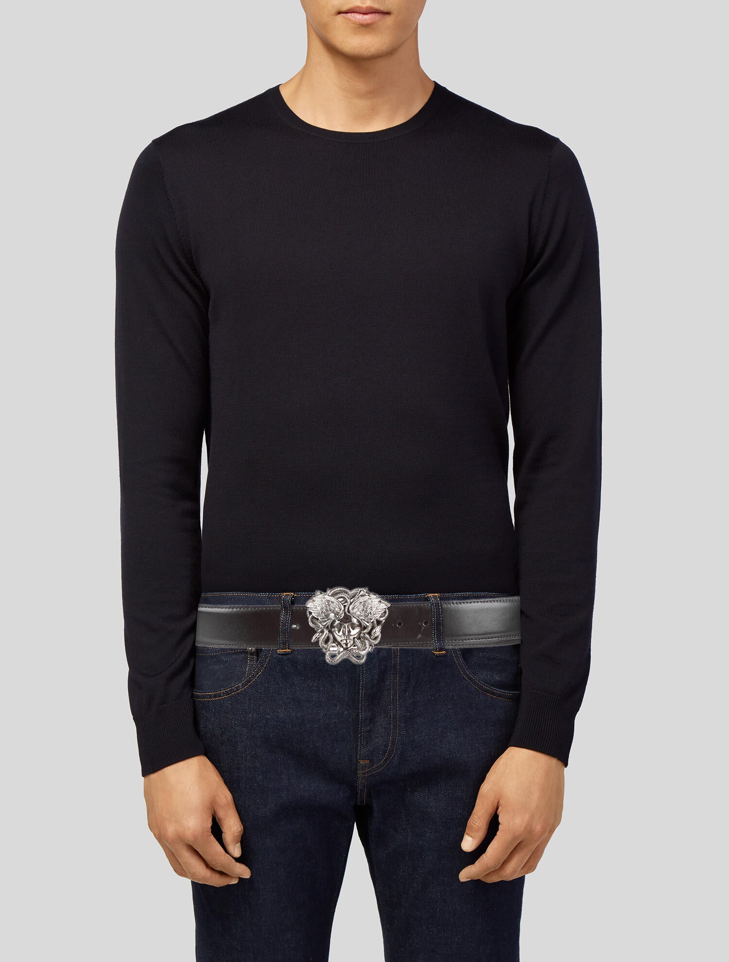 Versace Medusa Biggie Leather Belt Calfskin Waist Belt