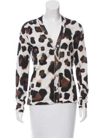 Versace Leopard Patterned Cardigan