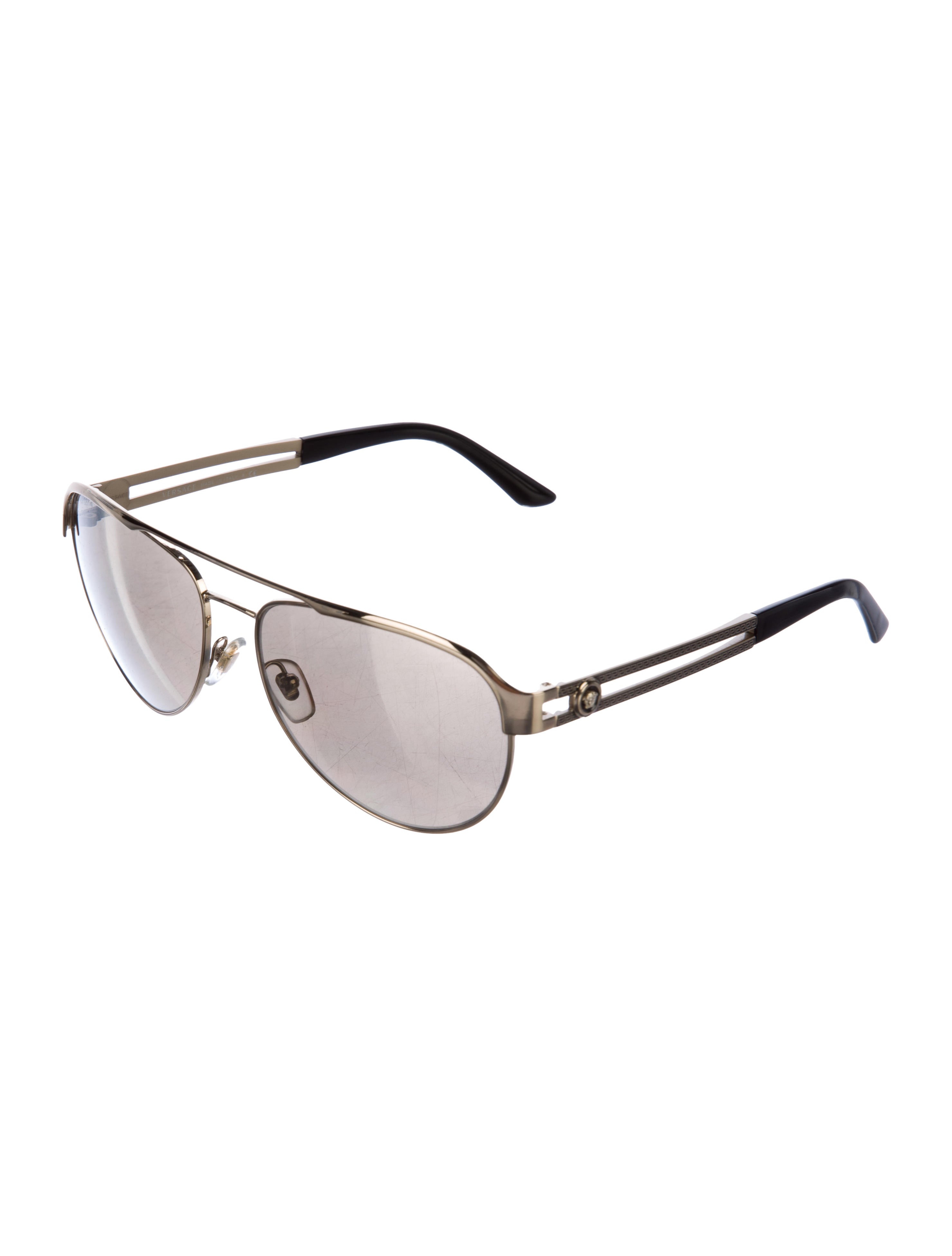 Versace Mirrored Aviator Sunglasses Gold Sunglasses, Accessories