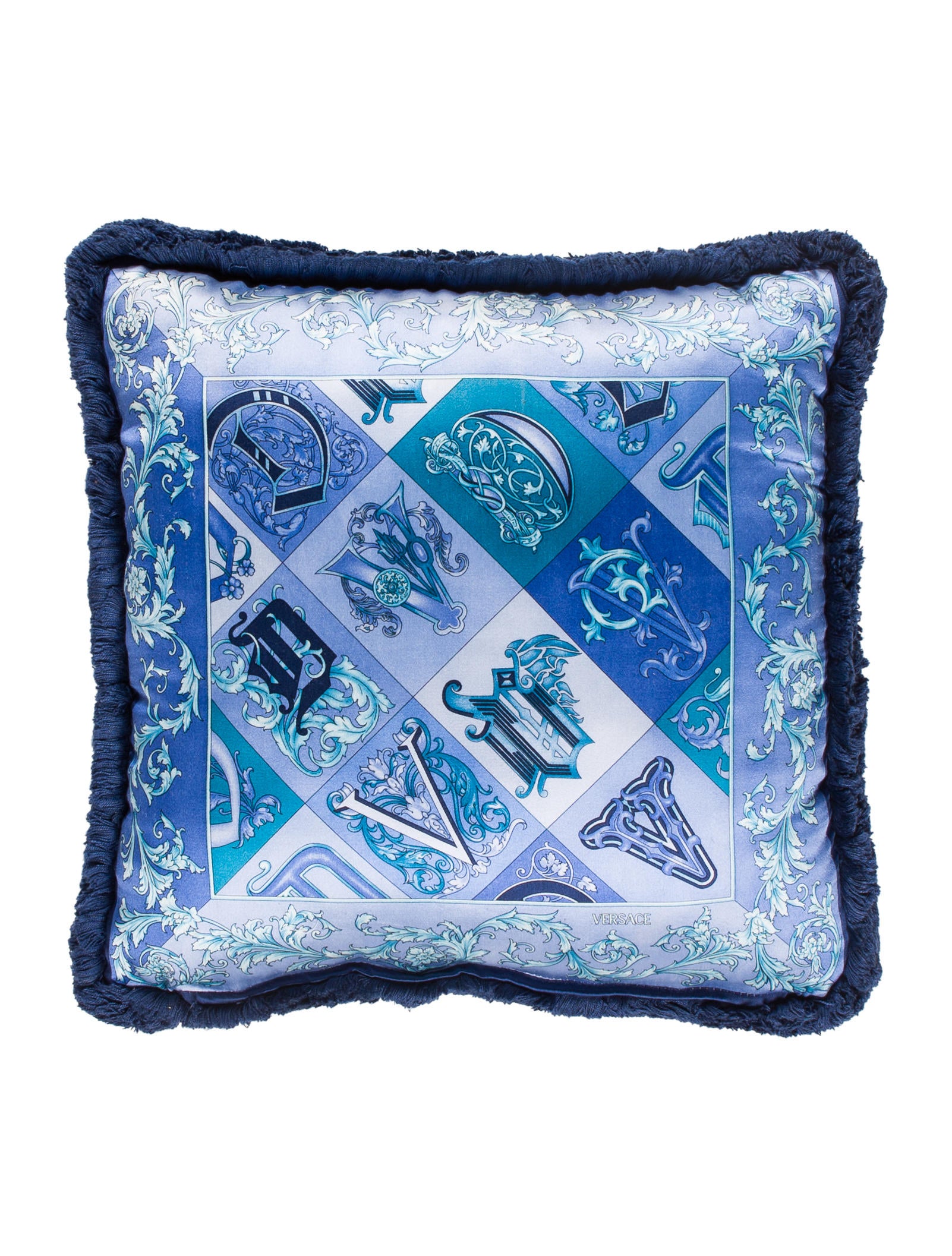 Versace Barocco Throw Pillow Blue Pillows, Pillows & Throws