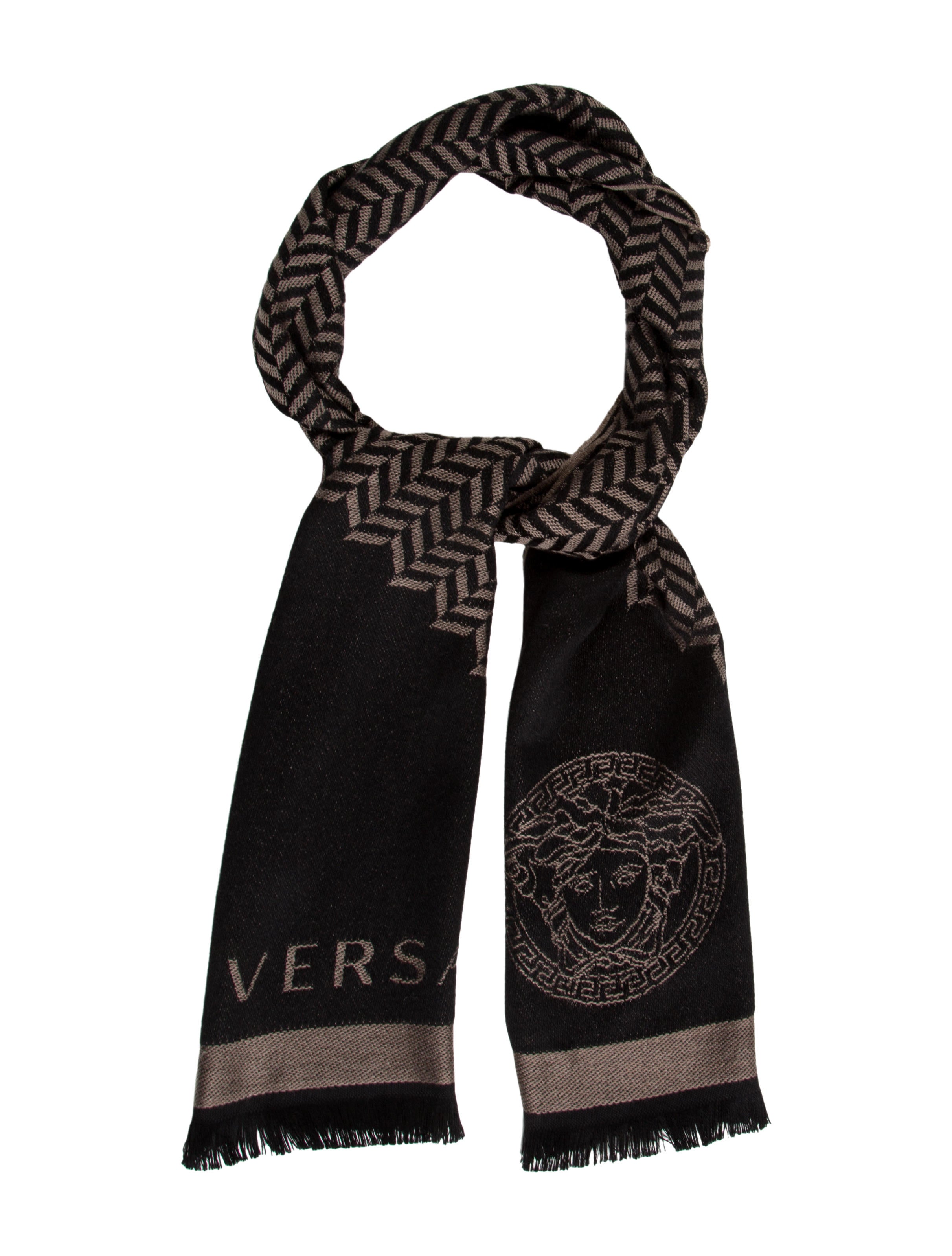 Versace Patterned Wool Scarf