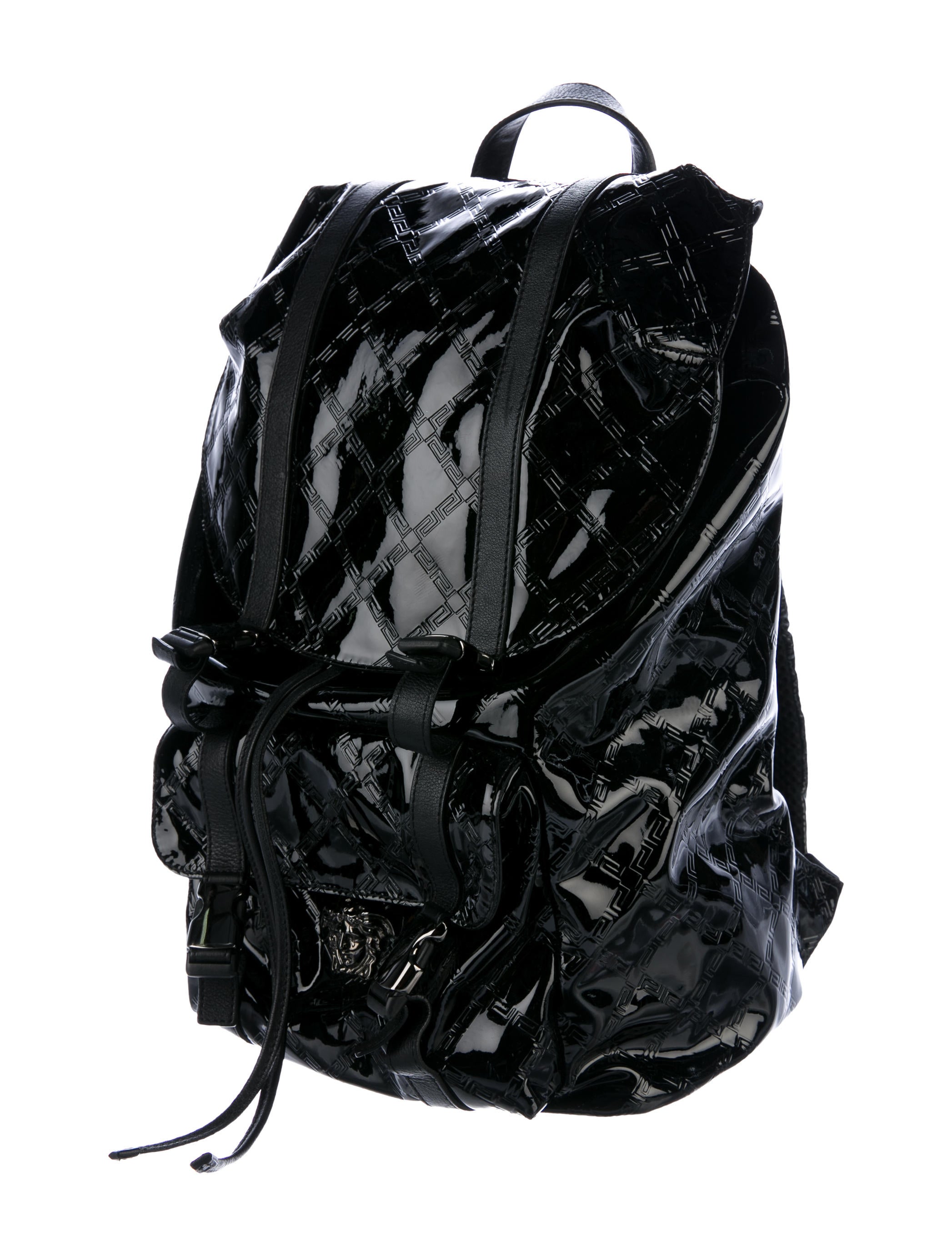 Versace Greca Patent Leather Backpack