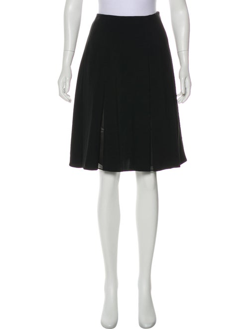 Versace Leather-Trimmed Pleated Skirt Black