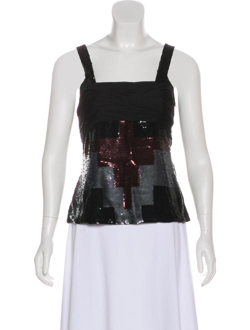Versace Sequined Silk Top Black
