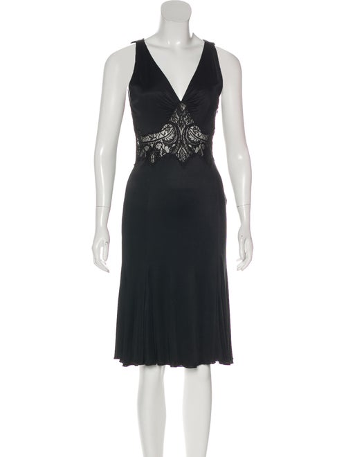 Versace Lace-Trimmed Jersey Dress Black