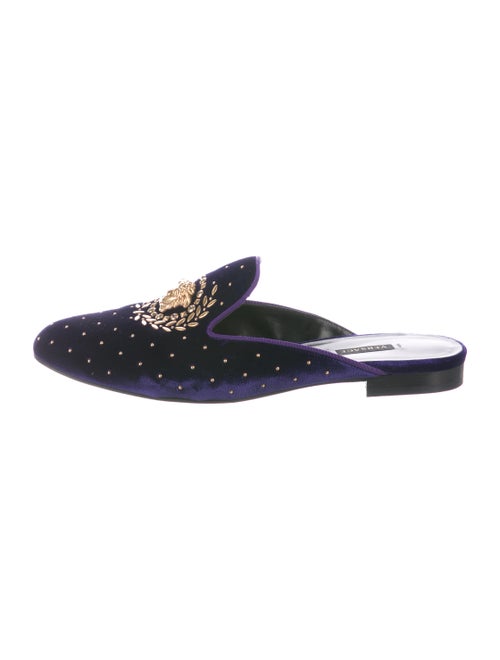 Versace Velvet Embellished Mules Indigo