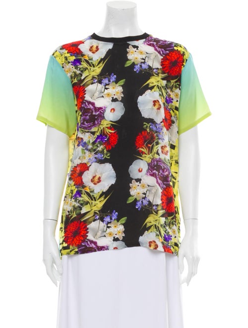 Versace Silk Floral Print T-Shirt Black