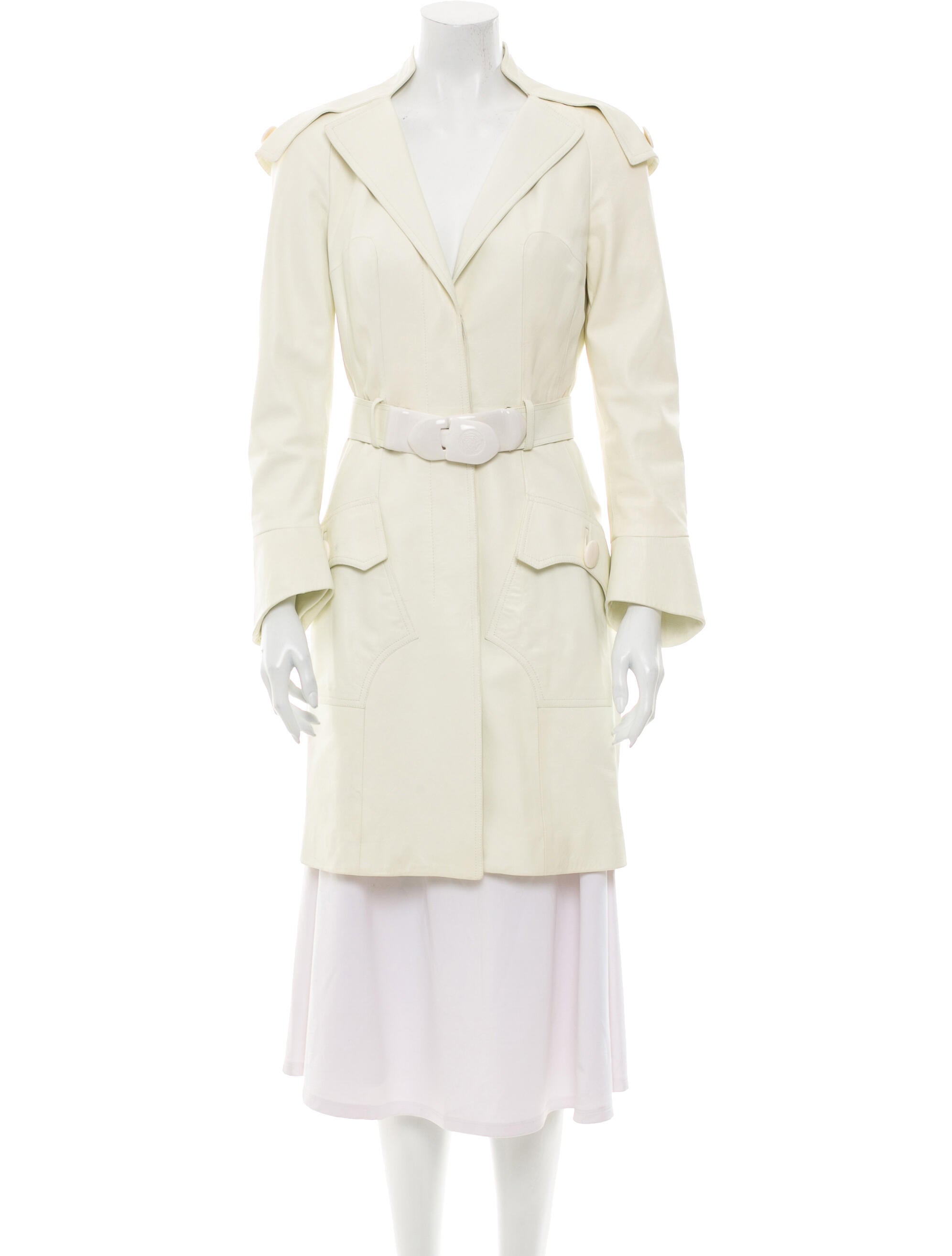 Versace leather coat womens Clearance