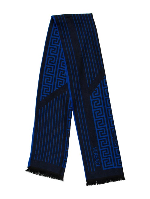 Versace Wool Knit Scarf blue