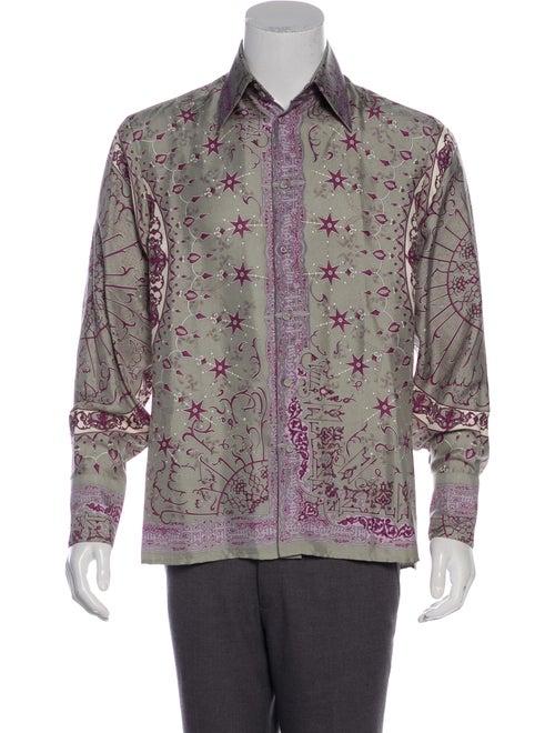 Versace Silk Patterned Shirt olive