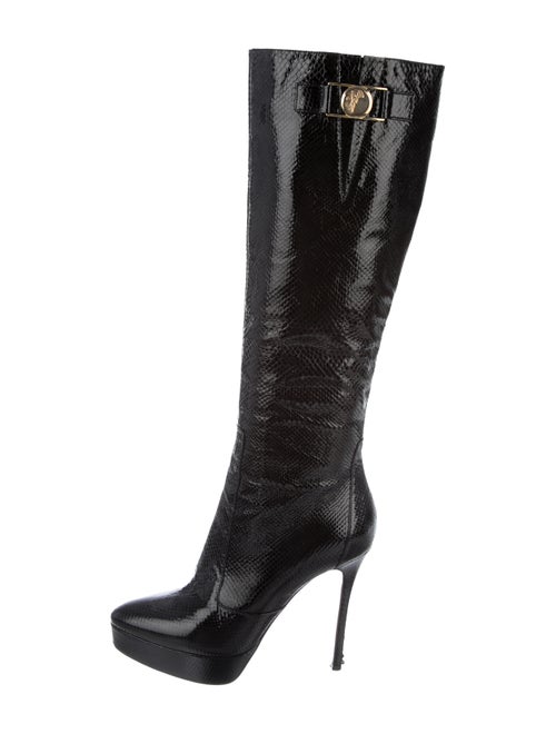 Versace Patent Leather Knee-High Boots Black