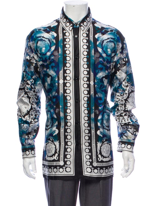 Versace Silk Printed Button-Up Shirt multicolor