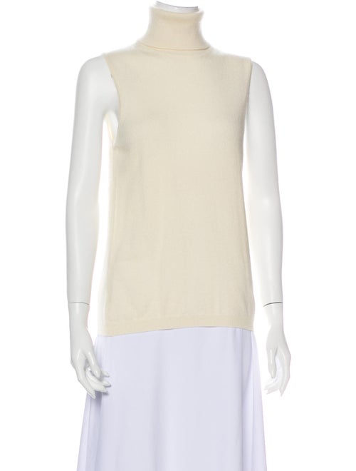 Versace Cashmere Turtleneck Top White
