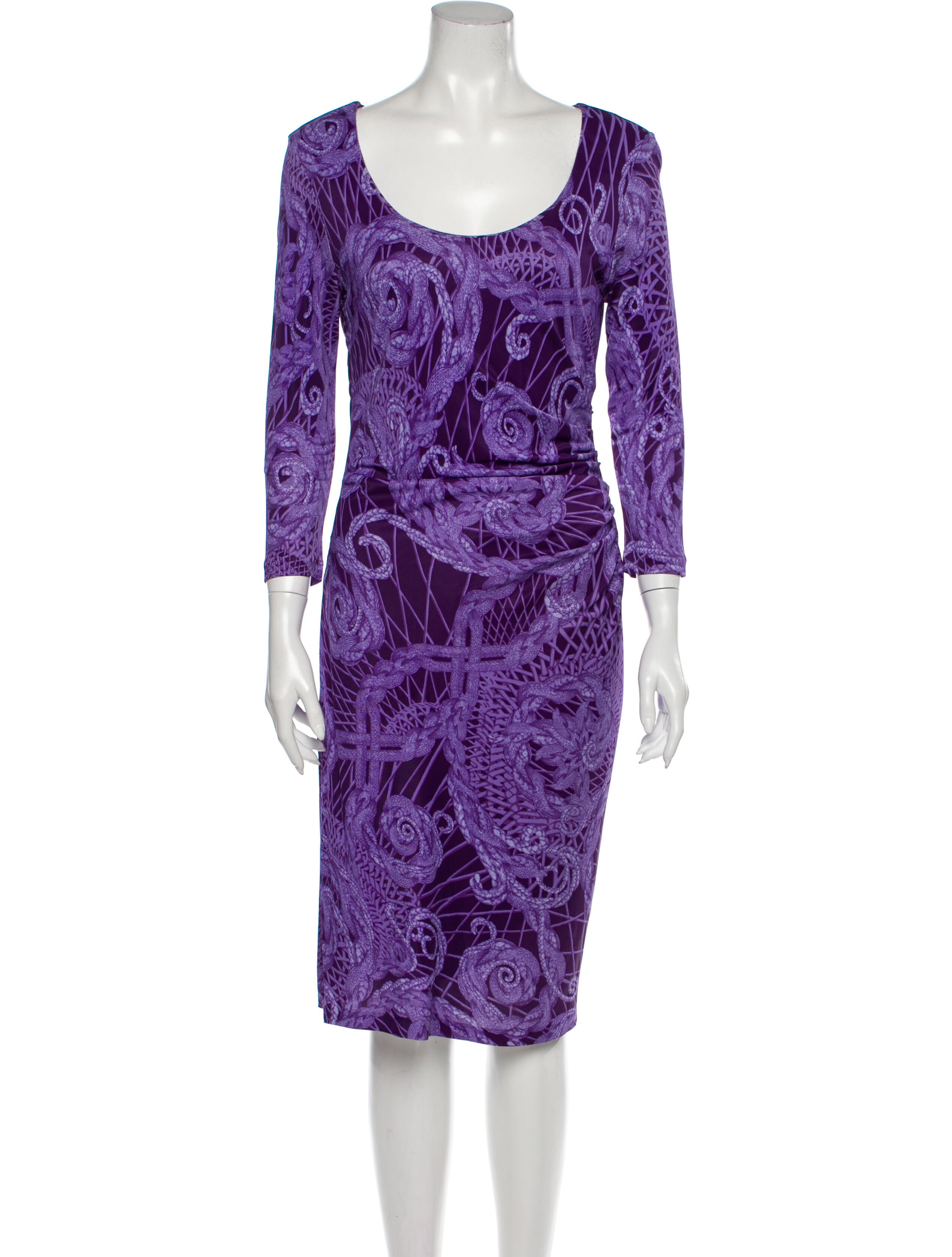 Yellow One-shoulder Baroque-print twill midi dress | Versace | MATCHESFASHION UK
