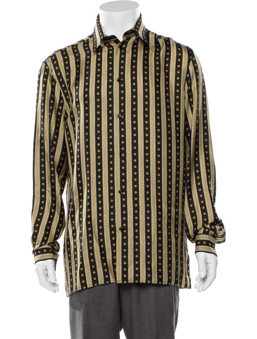 Versace Silk Button-Up Shirt black
