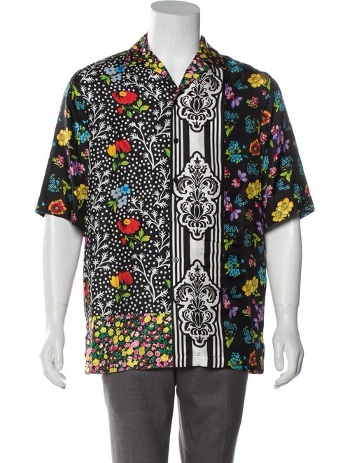 Versace Silk Button-Up Shirt black