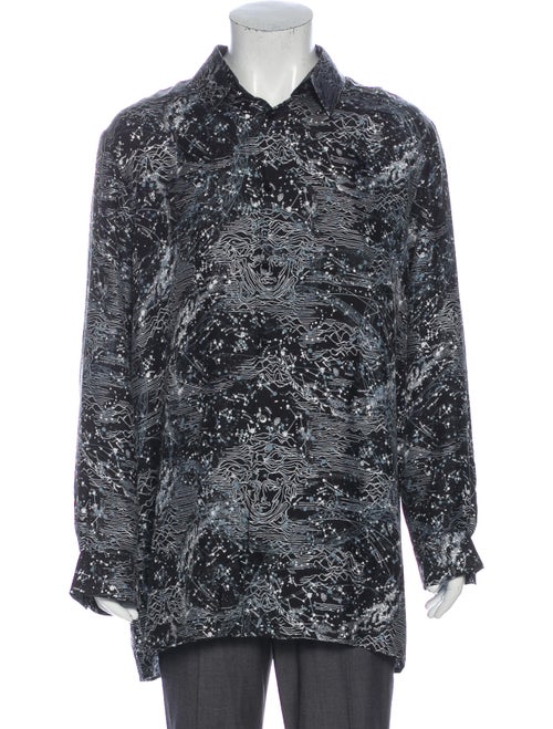 Versace Silk Printed Dress Shirt Black