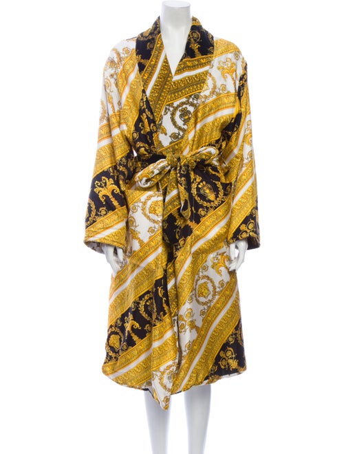 Versace Silk Printed Robe Yellow