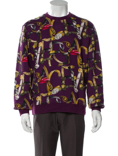Versace Graphic Print Crew Neck Sweatshirt Purple