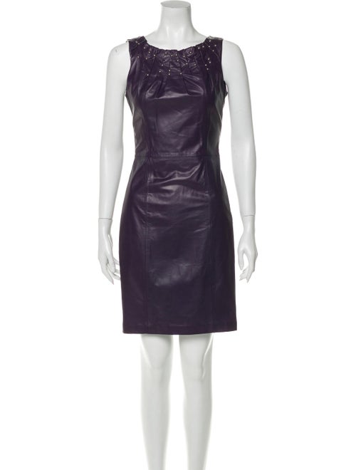 Versace Leather Mini Dress Purple
