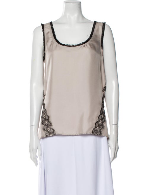 Versace Silk Scoop Neck Blouse Grey